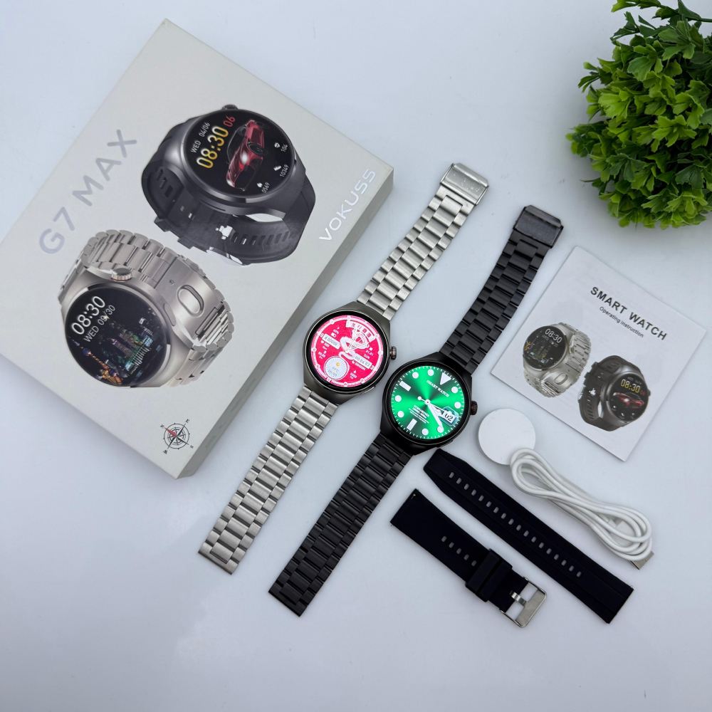 G7 Max Smart Watch | Round Dial | Stainless Steel