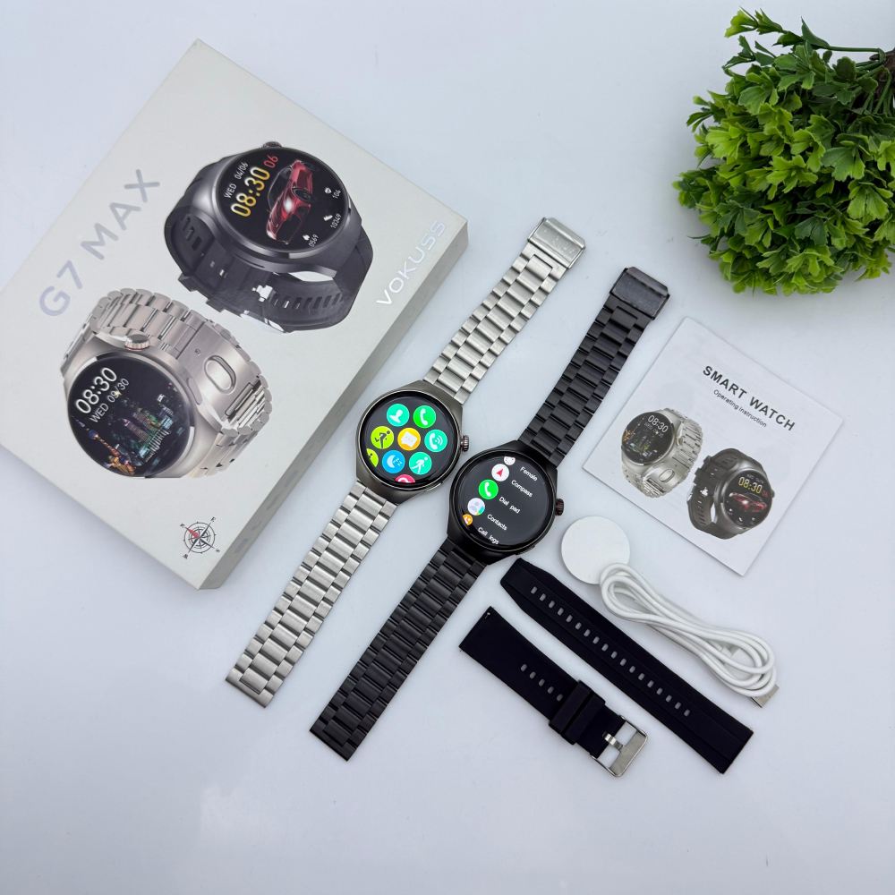 G7 Max Smart Watch | Round Dial | Stainless Steel