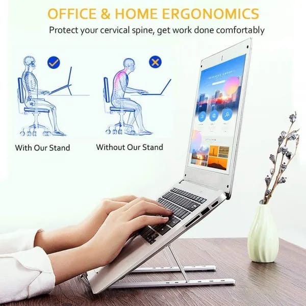 Portable Laptop Stand Adjustable Aluminum Holder for Desk & Travel